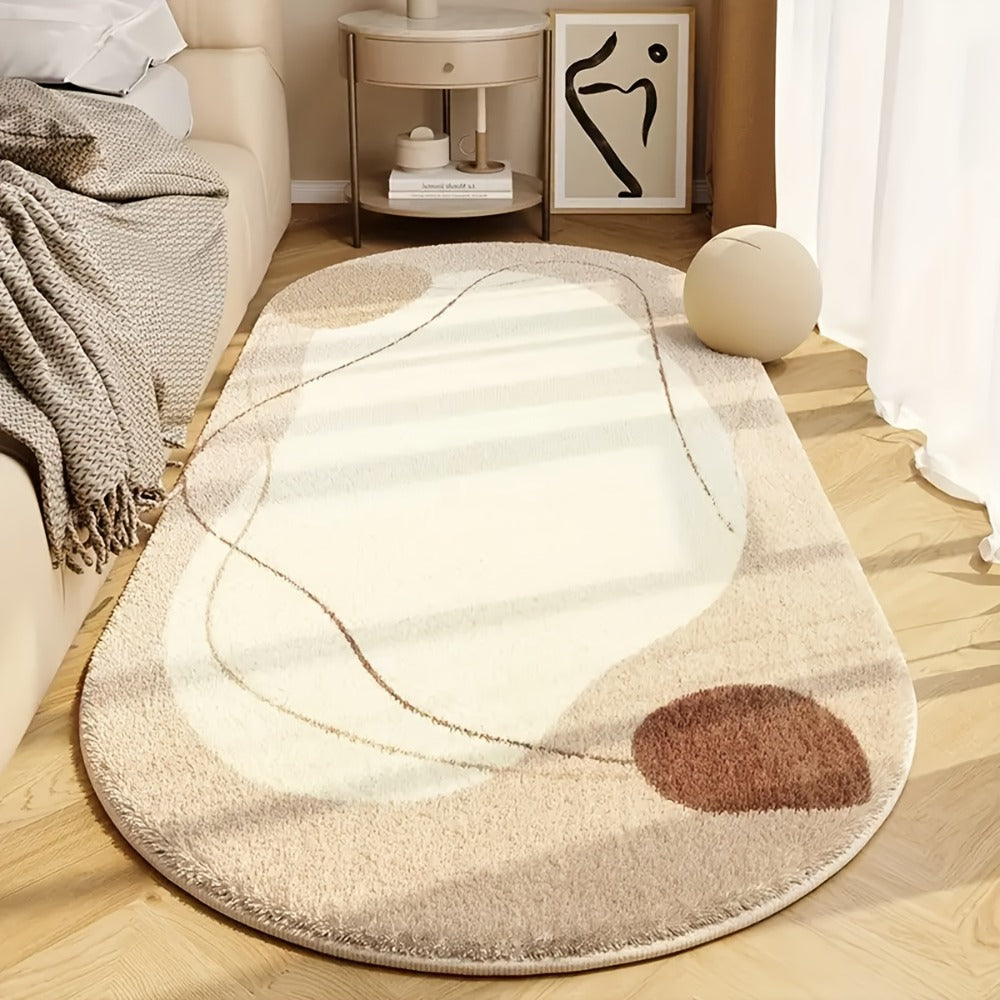 Oval Area Rug Soft Imitation Cashmere Non-Slip Washable Floor Mat for Living Room Bedroom Dining Room Home Office Boho Home Decor Accent Rug Multiple Sizes