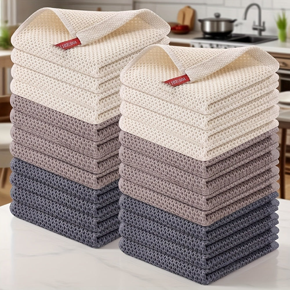 Kitchen Dish Cloths 23pcs 100% Cotton Waffle Weave Ultra Soft Absorbent Quick Dry Dish Towels 12x12 Inch for Cooking Cleaning Wiping Hands Kitchen Decor Gift