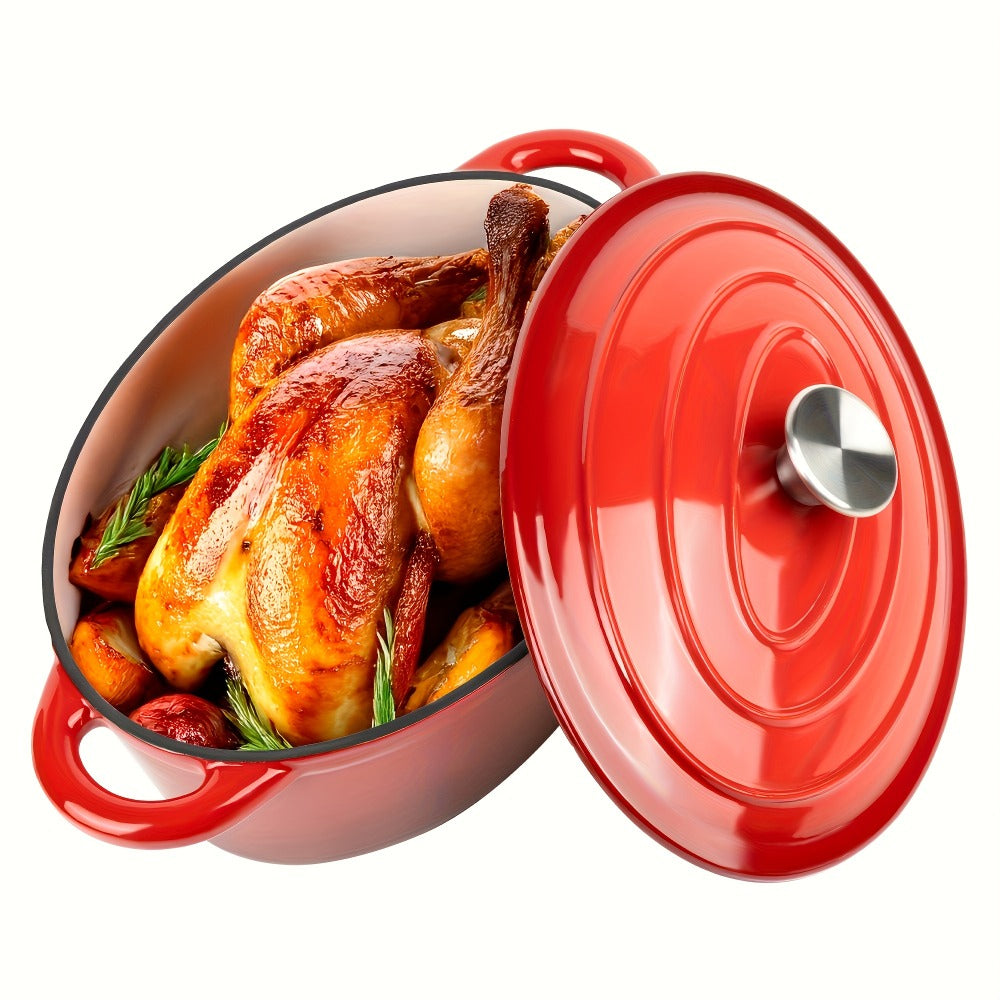 Enameled Cast Iron Dutch Oven 4.5QT with Lid & Dual Handles - Even Heat Distribution, Non-Stick Enamel Interior, for Bread Baking, Slow Cooking, Braising & Roasting, Compatible with All Stovetops & Oven