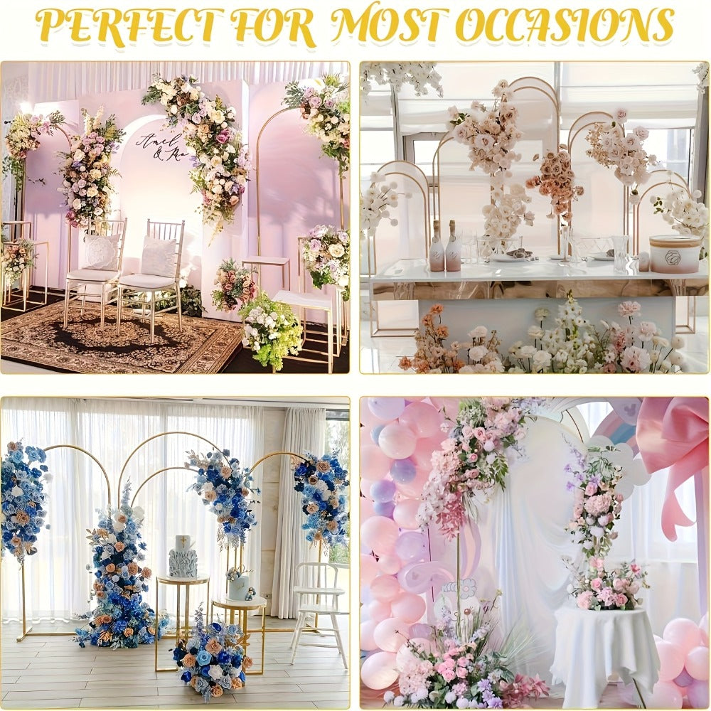 Metal Wedding Arch Backdrop Set 2pcs 7.2FT & 6FT - Heavy Duty Balloon Flower Arch Frame for Weddings Birthdays Eid Ramadan Indoor Outdoor Party Decor