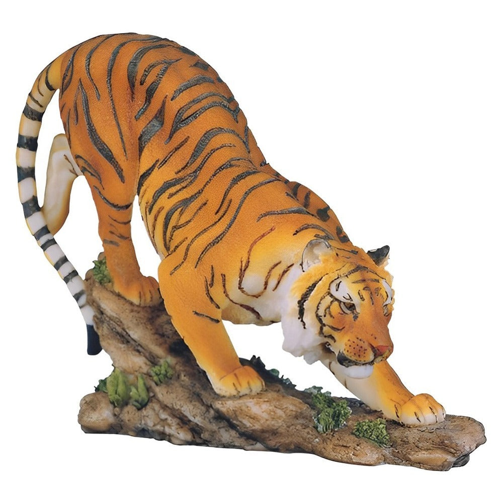 Bengal Tiger Figurine Statue 6 Inch - Orange Wild Cat Animal Sculpture Ornament for Home Decor, Collectible Gift for Housewarming Birthday Holiday