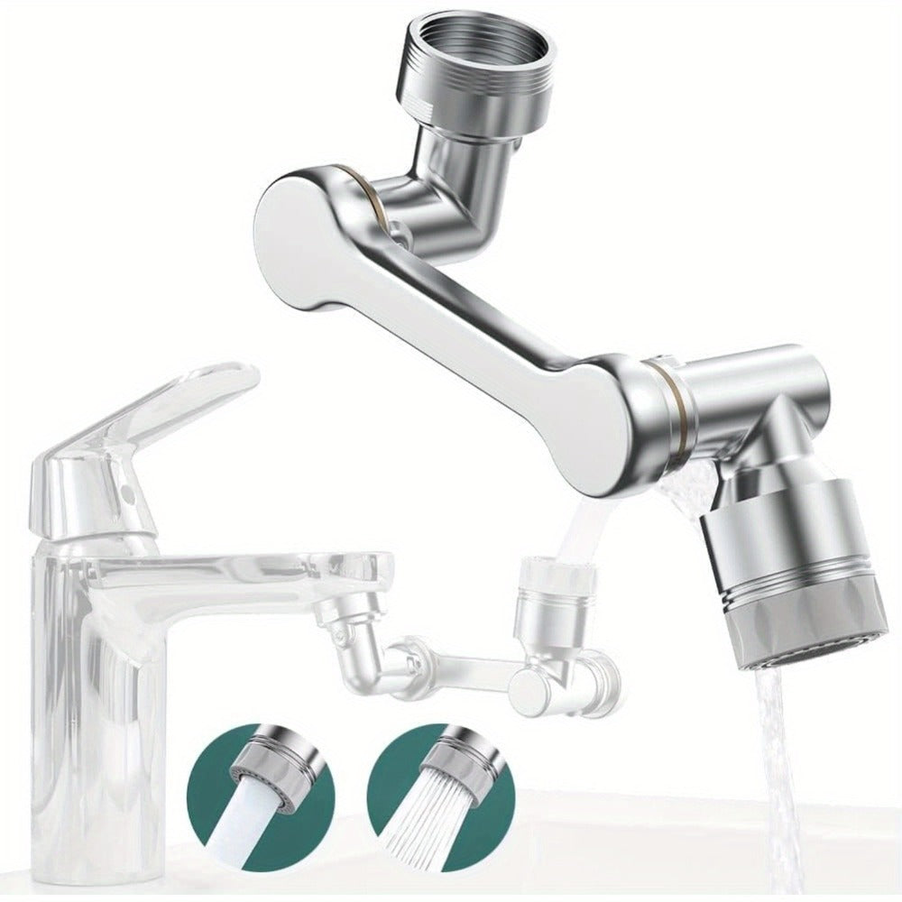 1440¡ã Rotating Faucet Extender Brass Multifunctional 1080¡ã 360¡ã Swivel Robotic Arm Sink Aerator 2 Water Outlet Modes for Kitchen Bathroom Silver