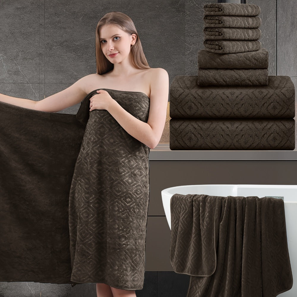700GSM Bath Towel Set 8 Piece Extra Large Ultra Soft Thick - Highly Absorbent Quick Dry | 2 Oversized Bath Towels 2 Hand Towels 4 Washcloths | 16 Colors | Bathroom Hotel Gym Spa Adult Gift Set