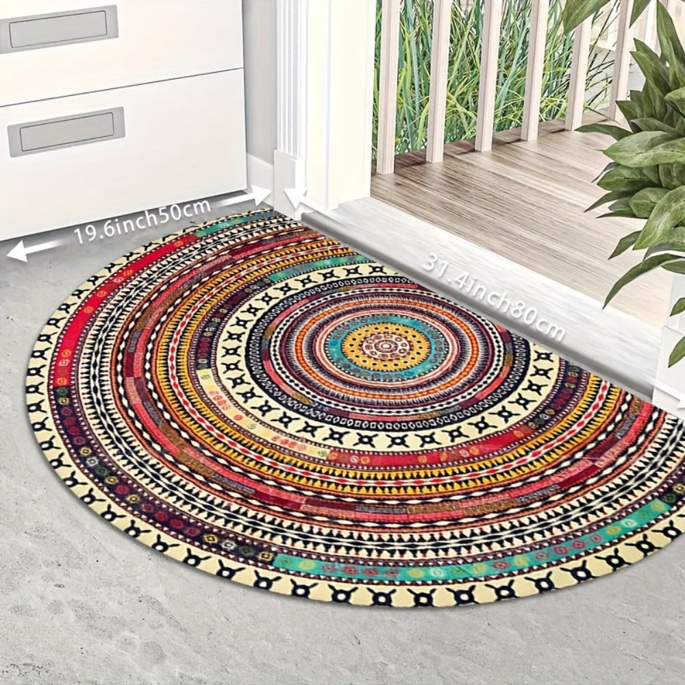Outdoor Door Mat Heavy Duty Non-Slip Welcome Mat for Front Door Entrance Patio Porch, Durable Low-Profile Rug, Multiple Colors & Sizes, Light Blue Brown Dark Blue Gray Rainbow