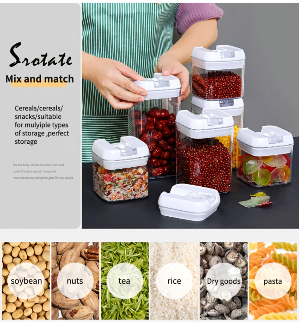 Plastic Food Storage Containers with Lids BPA Free - Leak Proof Airtight Kitchen Organizer Set for Cereal Grain Nuts Snacks Cookies Fruit Sugar - 3, 4, 6 & 7 Piece Sets