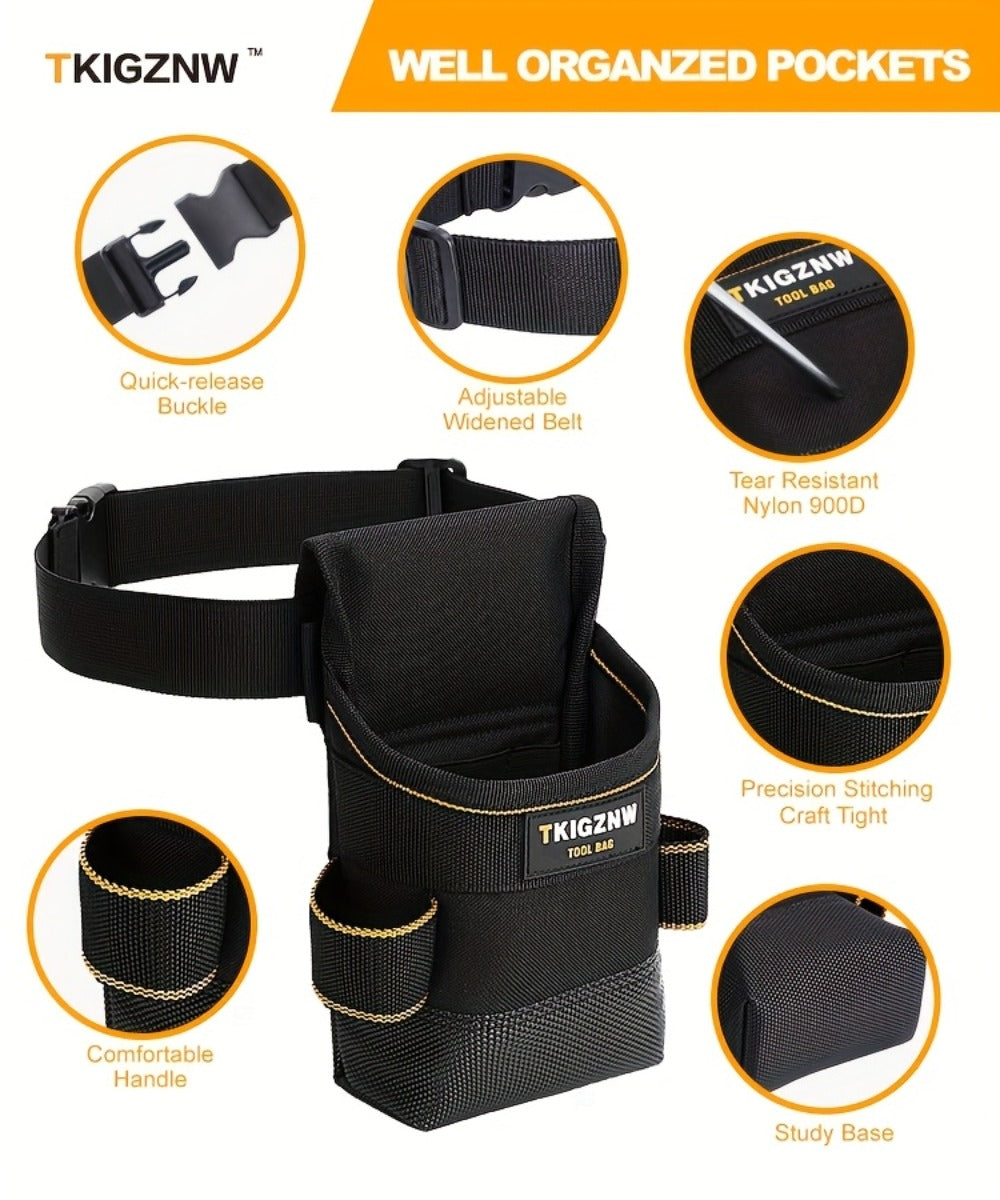 Tool Belt Pouch Heavy Duty Electrician | Adjustable Strap Multi-Compartment Organizer with Zipper | Professional Tool Bag for Plumbers Mechanics Electricians Equipment Storage