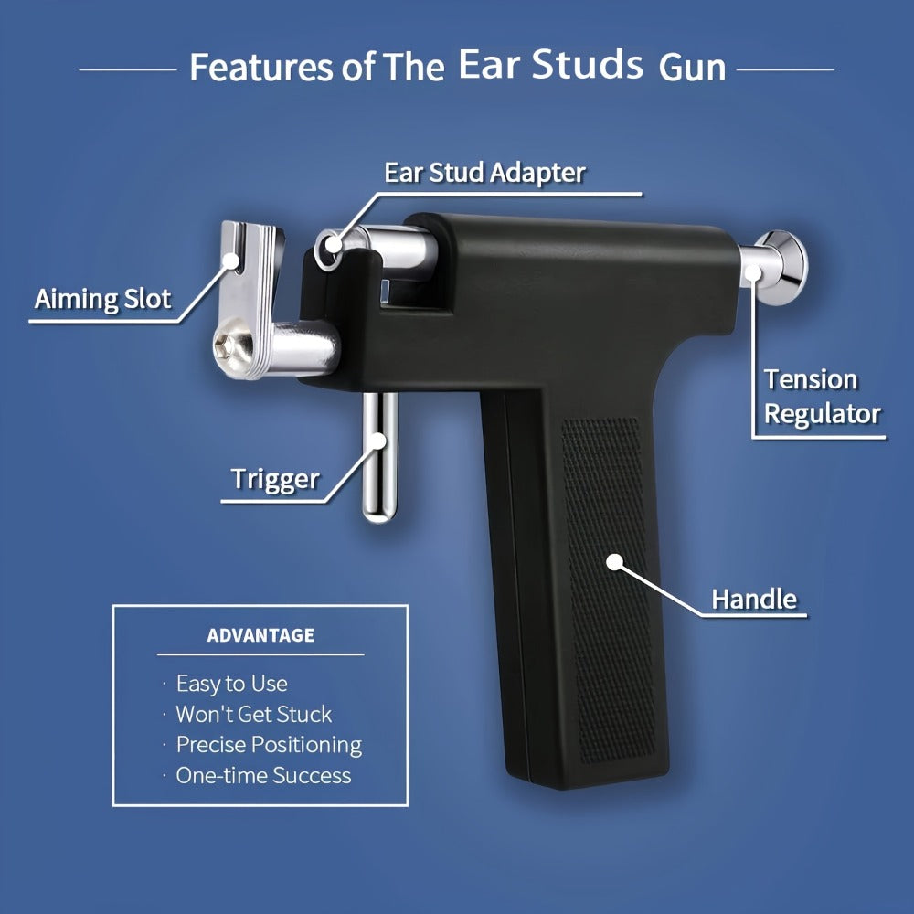 Ear Piercing Tool Set Reusable - Safe Ear Piercing Kit with Ear Studs, Professional Piercing Gun for Home & Salon Use, Unisex, Hypoallergenic Ear Studs Included, Multiple Combination Options