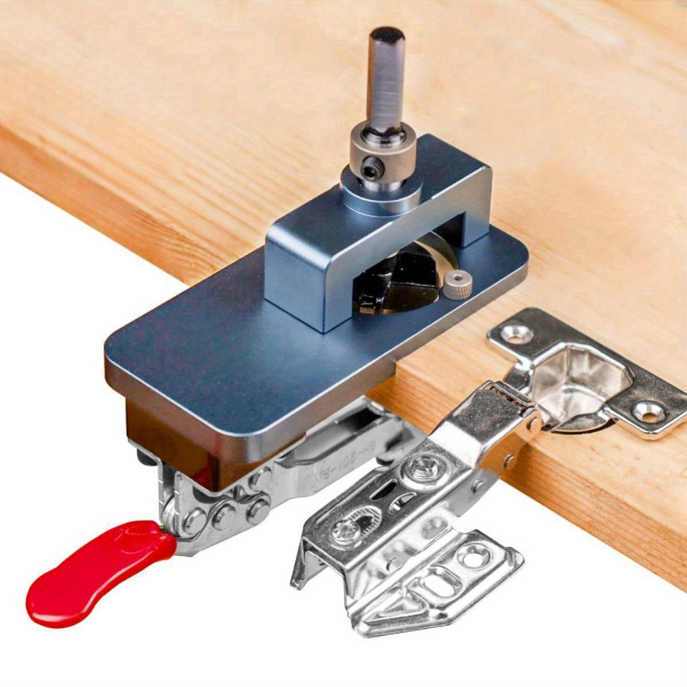 35mm Hinge Drilling Jig Kit Aluminum Alloy Cabinet Door Hinge Hole Opener Template Puncher Locator for Woodworking Door Cabinet Wardrobe Hinge Installation 15-25mm Boards