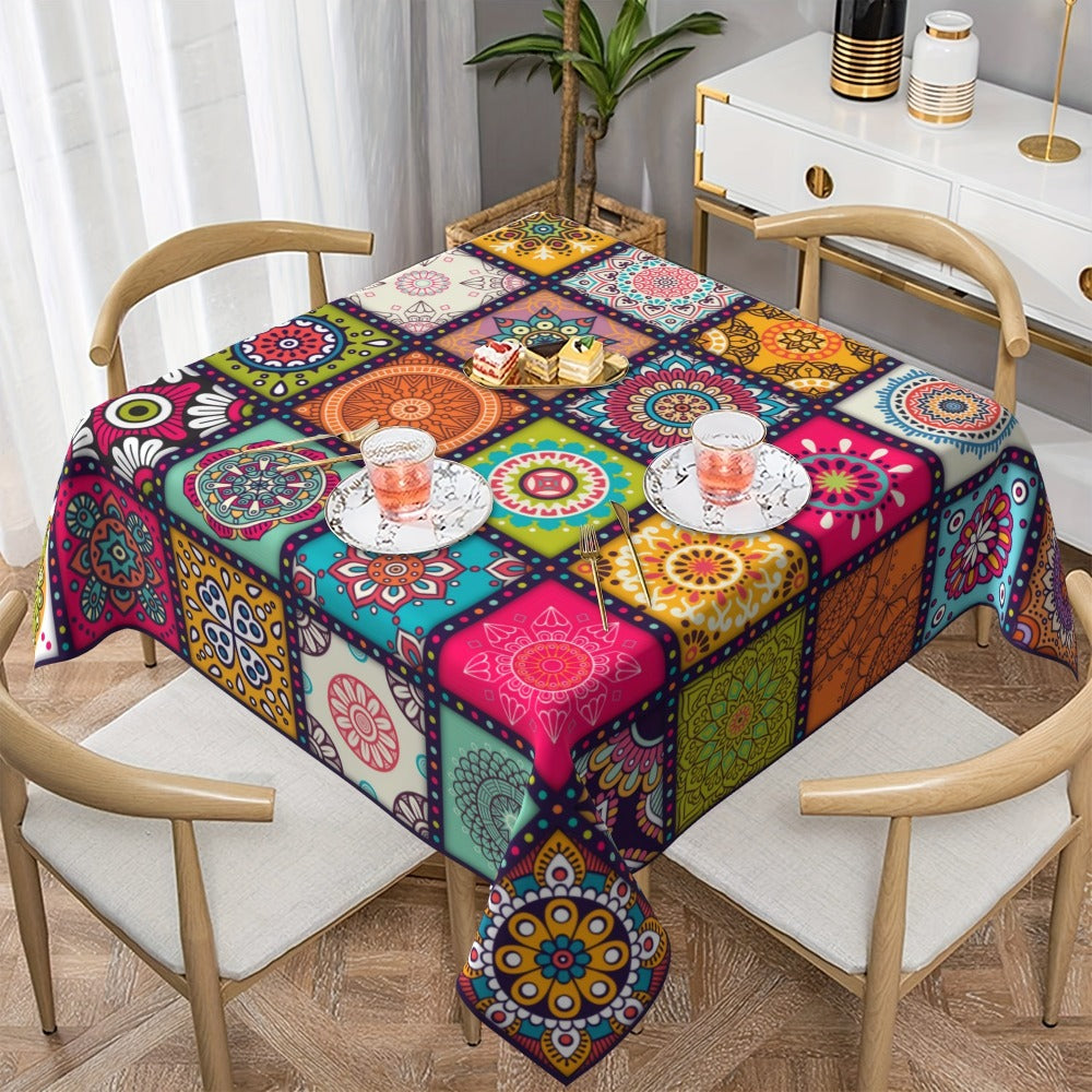 Mandala Bohemian Tablecloth Round & Rectangle Colorful Festival Party Table Cover Home Decor
