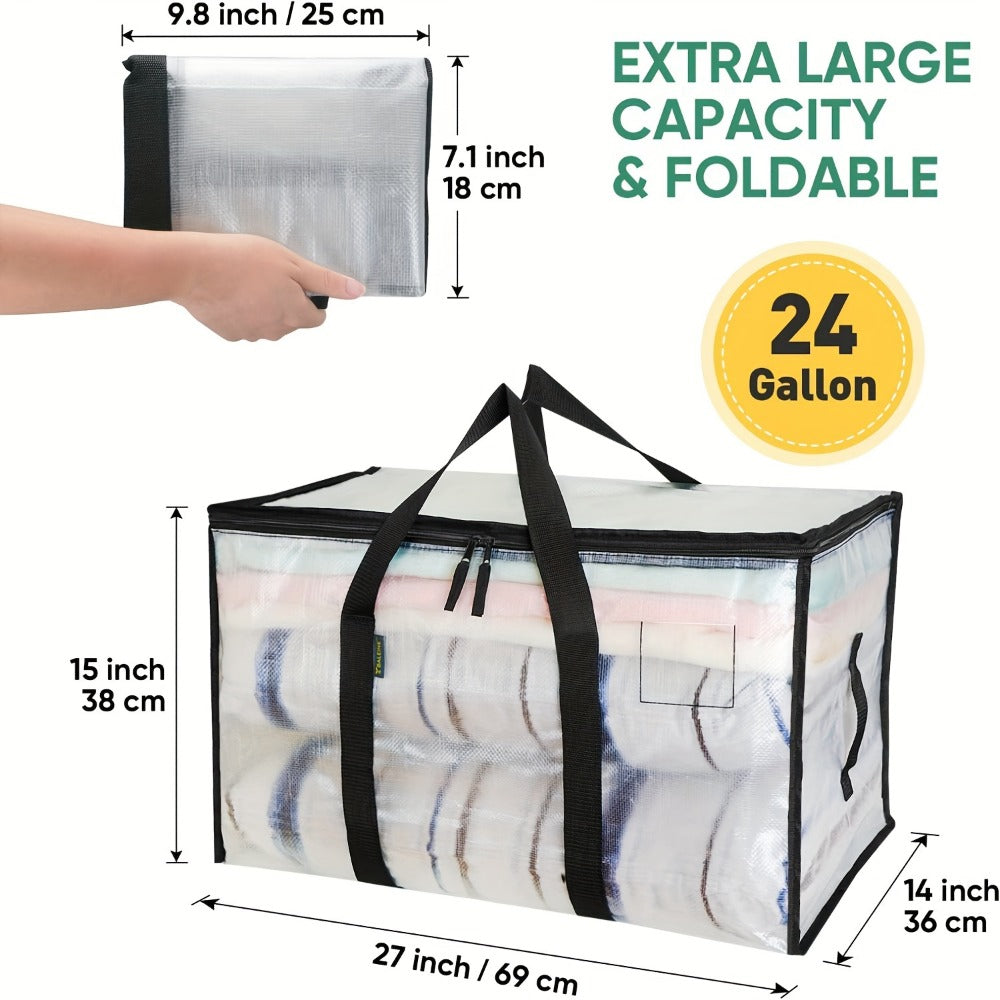 Heavy Duty Moving Bags Oversized Storage Tote with Reinforced Handles for Clothes Packing and Moving Supplies, Large Capacity Transparent Moving Bag 1pc or 6 Pack