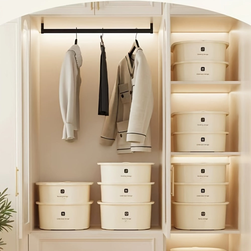 Drawer Organizer for Underwear Socks 3 Pack Closet Divider Storage Box Foldable Wardrobe Organizer Bins for Bras Ties Scarves Bedroom Dresser Dorm Beige