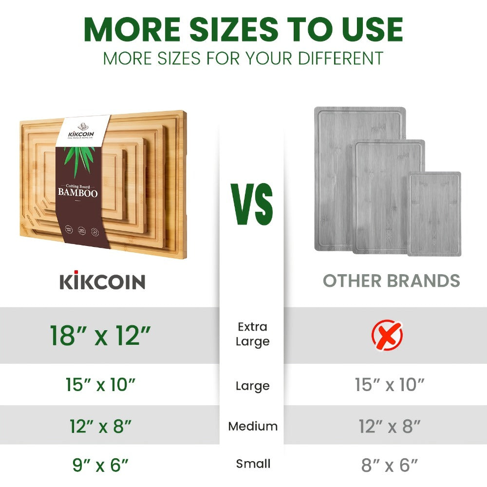 Bamboo Cutting Board Set 4-Piece Extra Large ¨C Heavy Duty Chopping Boards with Juice Grooves for Meat, Vegetables & Cheese | Essential Kitchen Tools | Mother¡¯s Day & Holiday Gift