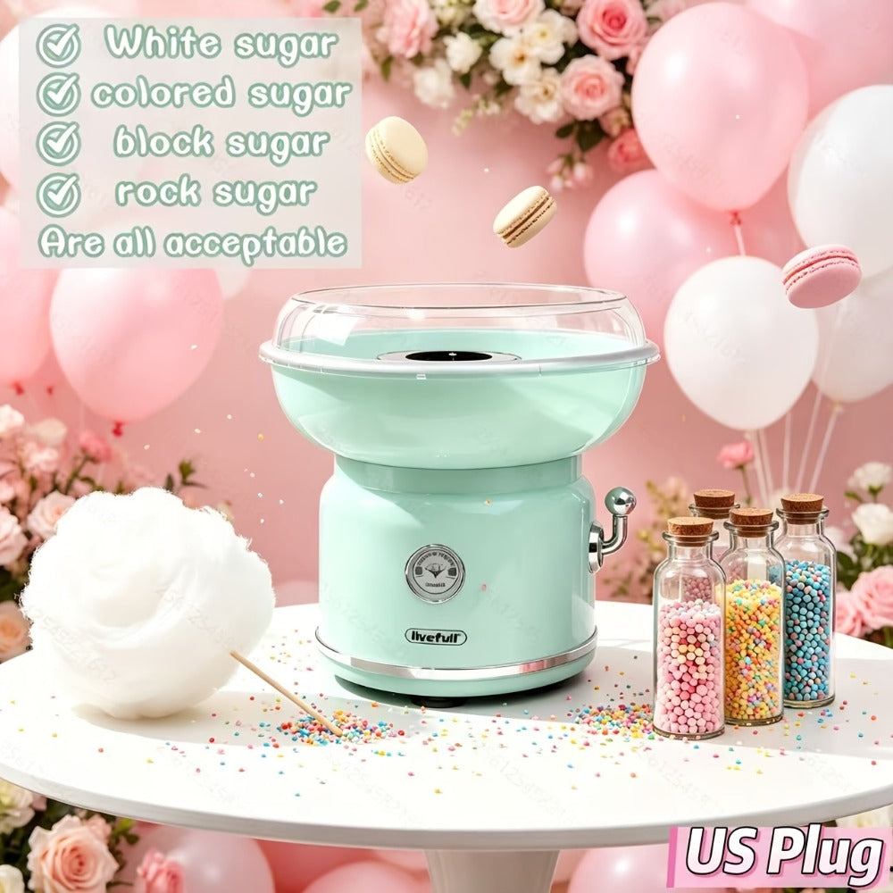 Cotton Candy Machine for Home & Commercial Use ¨C Desktop Tabletop Floss Maker, Food-Grade Anti-Scald Design, Makes Colorful Fancy Spun Sugar, Includes Colored Sugar & Rolling Sticks