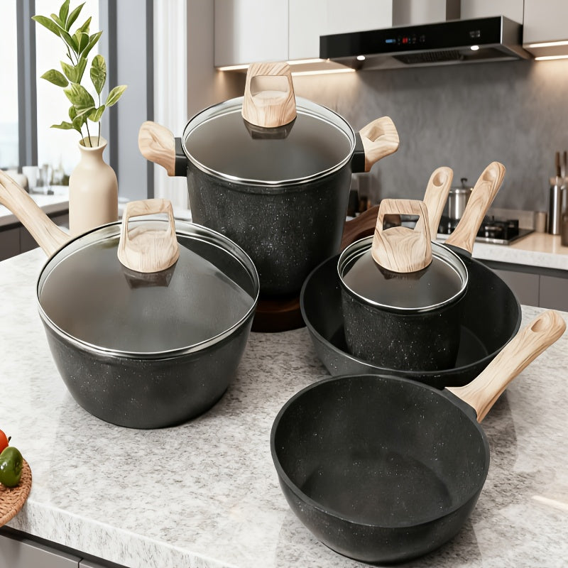 Granite Nonstick Cookware Set ¨C Frying Pans, Pots & Lids, Non-stick Coating, Induction & Electric Stove Compatible, Kitchen Essentials Gift Set