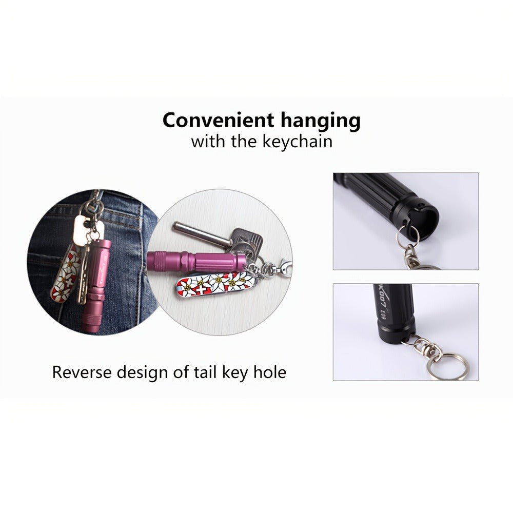 Mini Keychain Flashlight Portable Pocket LED Light ¨C Compact Handheld Torch with Replaceable Battery, Emergency & Outdoor Use, Cute Gift for Kids & Students, 3 Colors (Grey, Pink, Black)