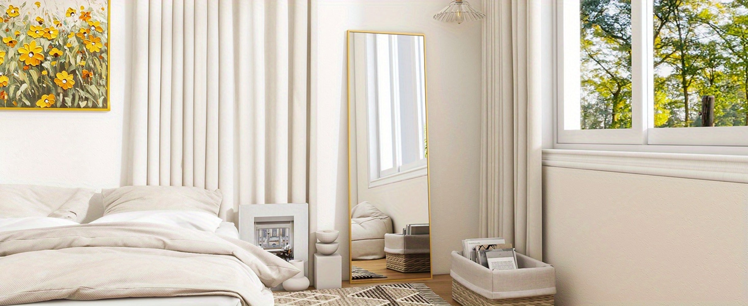 Full Length Mirror Floor Mirror with Stand, Aluminum Alloy Frame Full Body Mirror, Standing Hanging or Leaning Against Wall for Bedroom Living Room Dressing