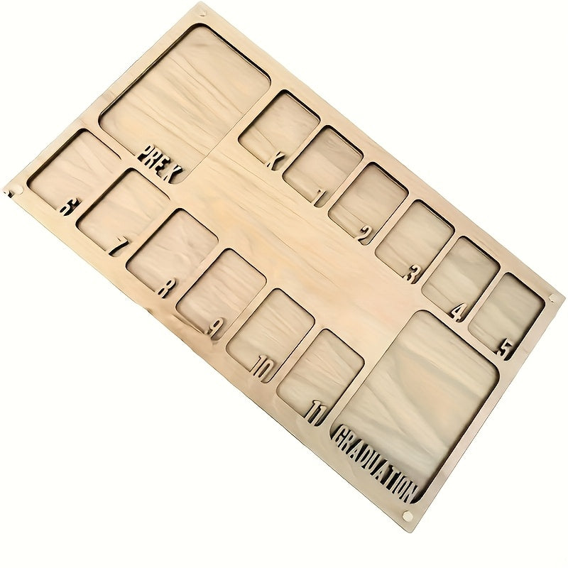 Graduation Photo Frame Vintage Wooden 14-Photo Collage Display Stand Desktop Wall Decor Home Office Grad Gift Grey Beige