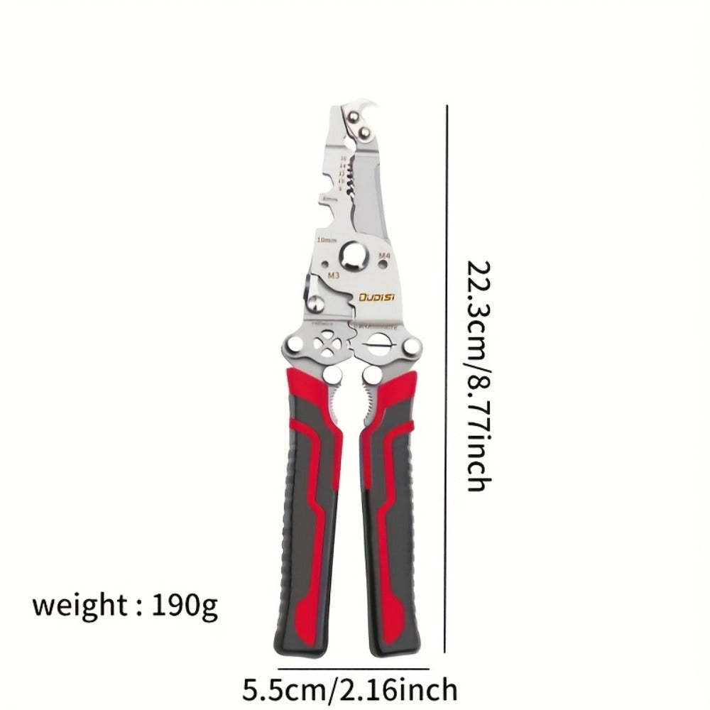 Folding Wire Stripper Multifunctional Pliers Crimping Cutter Tool for Electrician Cable DIY Electronic Maintenance Compact Portable Anti-Slip Spring Clip Car Toolbox Hand Tool