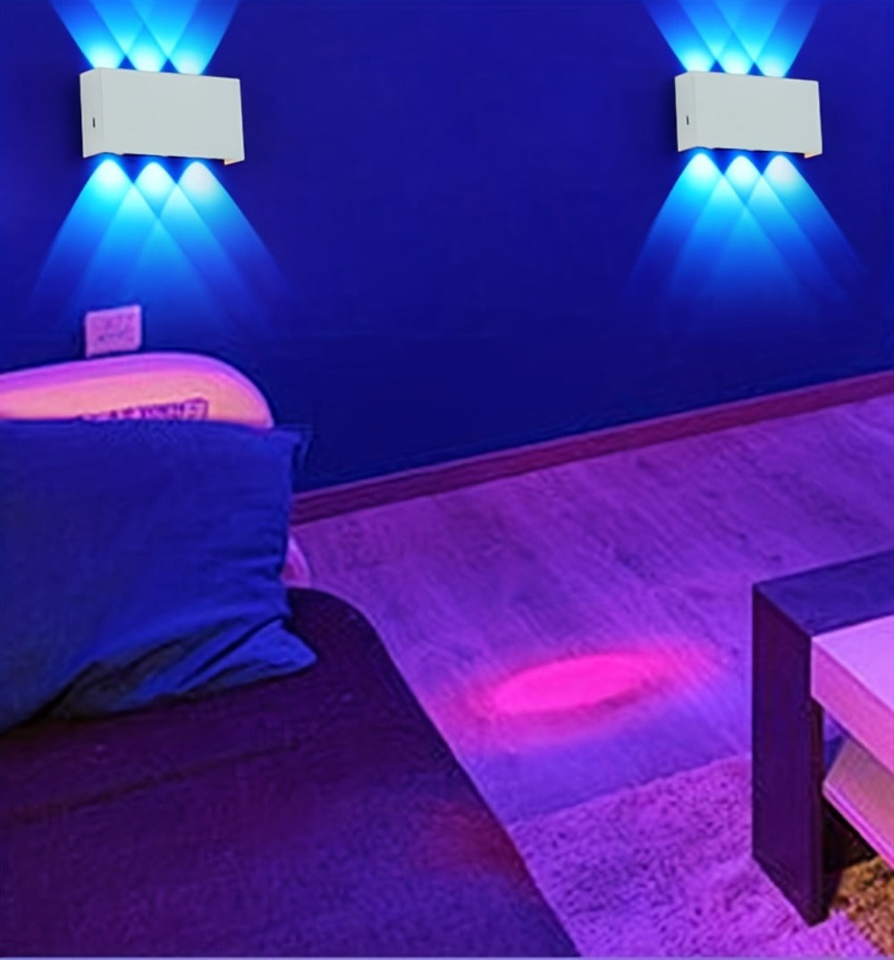 RGB Wall Light 2 Pack Battery Powered - Seven Color Gradient Dimming Night Light with Touch Switch | Festive Atmosphere Lamp for Bedroom, Hallway & Living Room Decoration