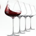 Hand Blown Red Wine Glasses Set of 4 ¨C 23 Oz Crystal Burgundy Wine Glass with Long Stem ¨C Unique Handcrafted Glassware Gift for Wedding, Anniversary, Christmas, Housewarming ¨C Clear Stemmed Glass