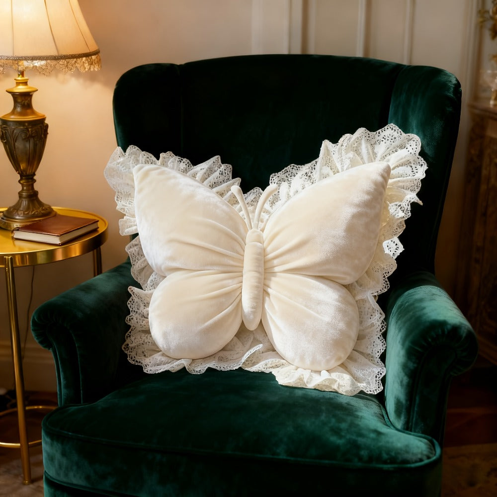 Butterfly Shaped Throw Pillow 3D Bow Decorative Cute Accent Pillow for Bed Sofa Couch Velvet Soft Polyester Fill Whimsical Home Decor Gift Multiple Colors 40x28cm