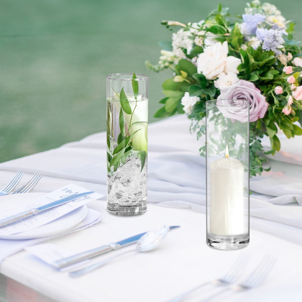 Clear Glass Cylinder Vases 15 Pcs - 7.5 Inch Tall Borosilicate Glass Flower Vase Bulk Set for Wedding Centerpieces, Floating Candle Holders, Table Decor, Party & Home Decoration