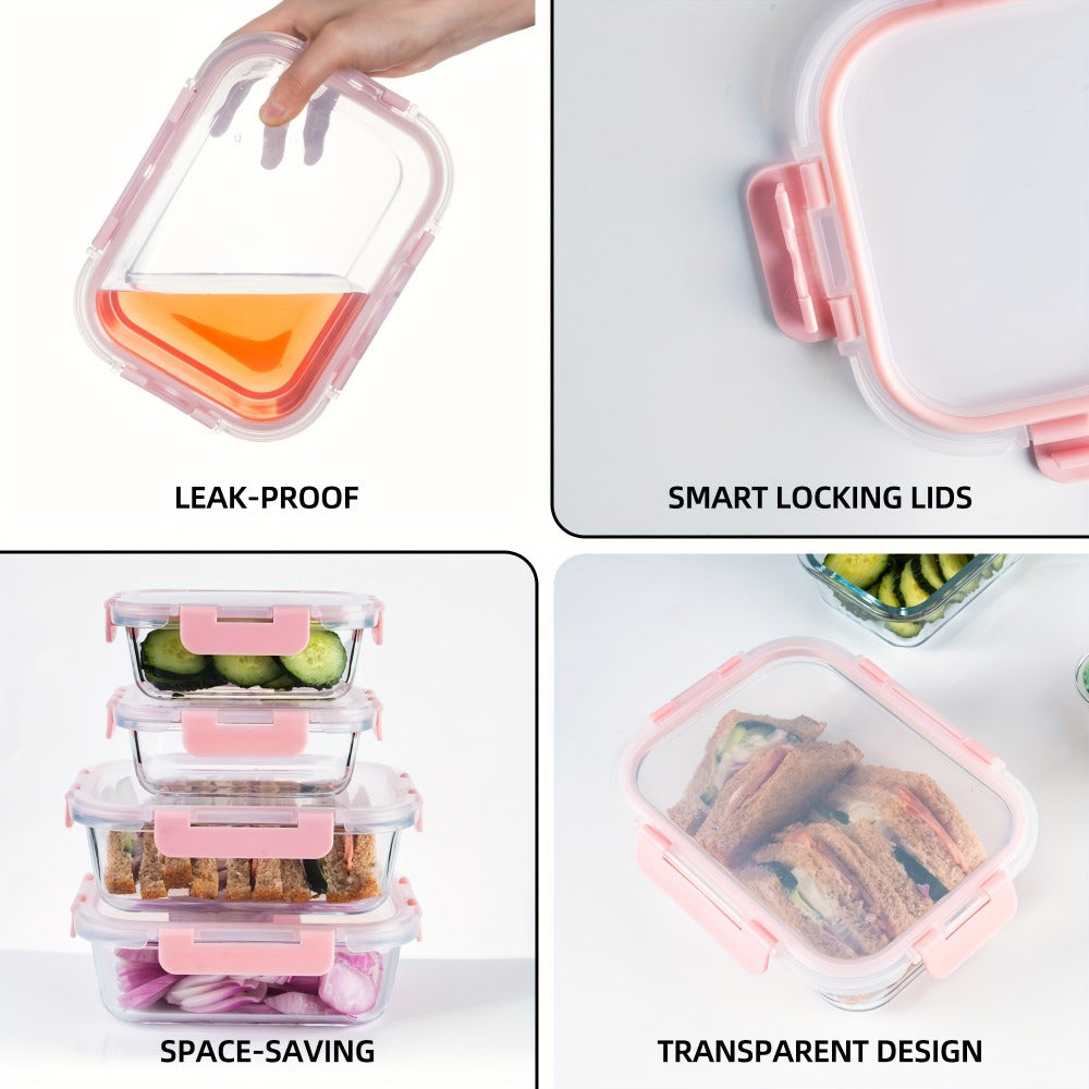 Glass Food Storage Containers with Airtight Lids - Borosilicate Glass Meal Prep Containers Set, Microwave Dishwasher Freezer Safe, BPA Free, Leak Proof Lunch Containers for Kitchen
