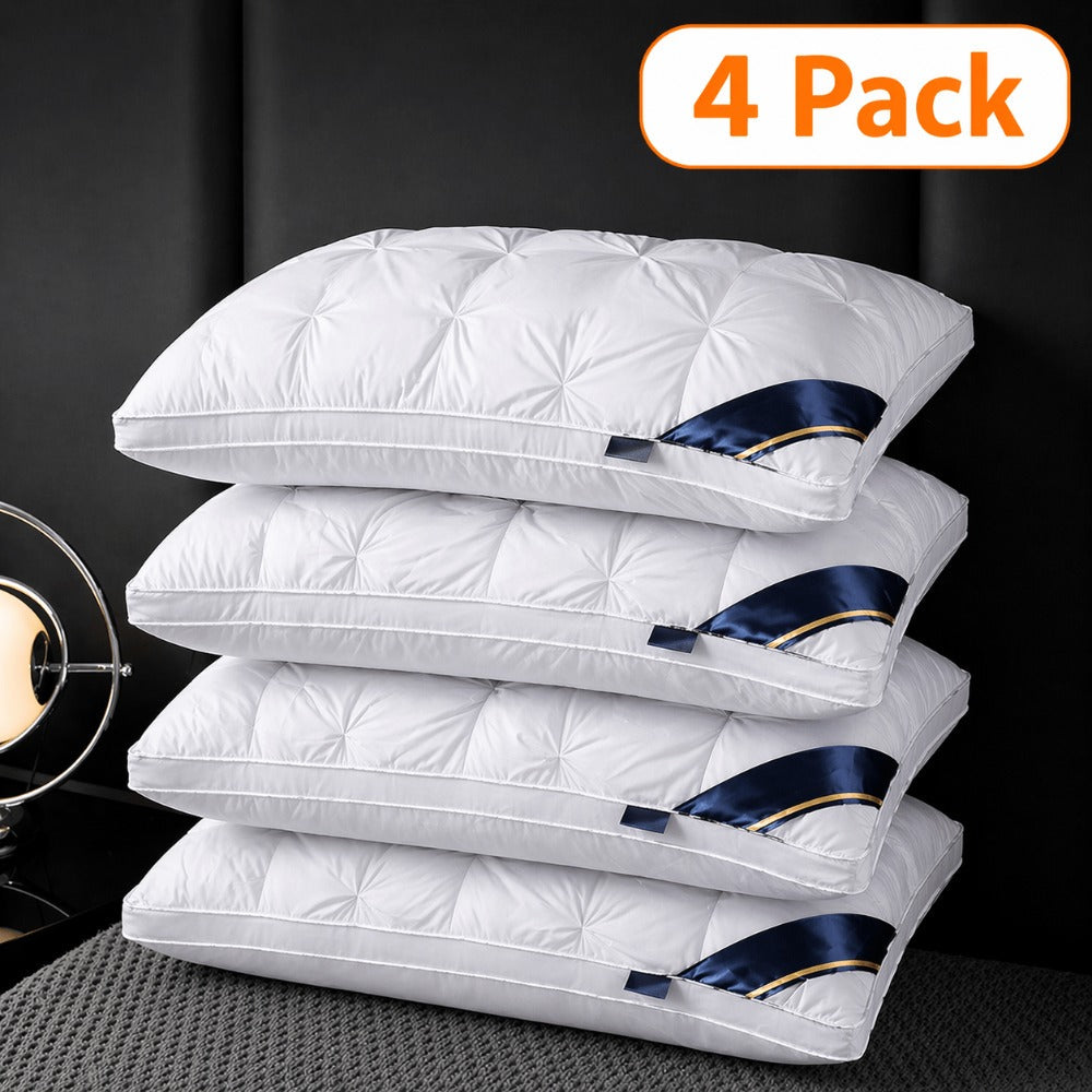 Hotel Quality Pillow Soft Polyester Fiber Deep Sleep Neck Support - No Collapse All Season Machine Washable Satin Cover Zipper Closure White Grey 1pk 4pk Bed Pillow for Home Hotel Bedroom