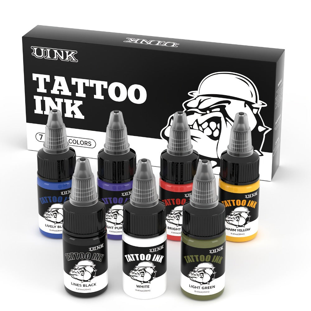 Tattoo Ink Set Professional 7 & 18 Colors 20ml Large Bottle Tattoo Cartridge Ink Kit for All Tattoo Styles Vivid Colors Long Lasting Safe Formula for Beginners & Artists