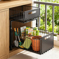 Under Sink Organizer 2-Tier Slide Out Pull Out Drawer Metal Basket Height Adjustable - Under Sink Cabinet Organizer for Kitchen Bathroom Storage, Sliding Shelf Rack for Cleaning Supplies Toiletries