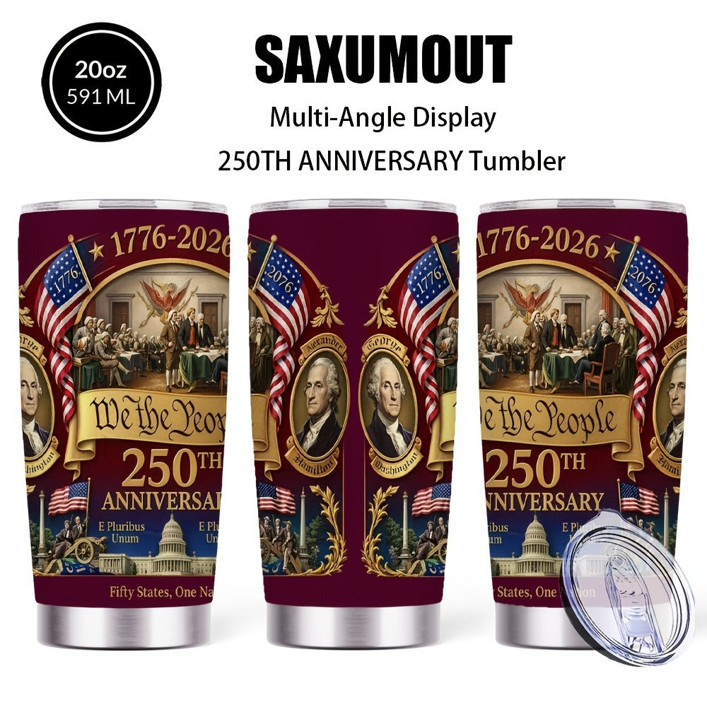 Travel Tumbler 20oz 250th Anniversary Whiskey Bottle Design Stainless Steel Insulated Cup with Lid & Straw Hot Cold Drinks Gift for Men Collectors Father's Day