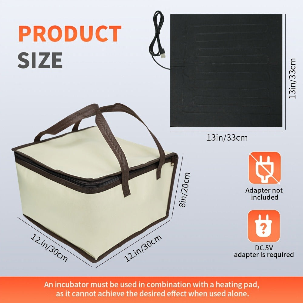 Bread Proofing Box USB Powered Foldable Dough Fermenter with Carry Bag - Zippered Portable Proofing Container for Pizza Dough, Yogurt, Sourdough Starter & Yeast Fermentation, No Batteries Needed