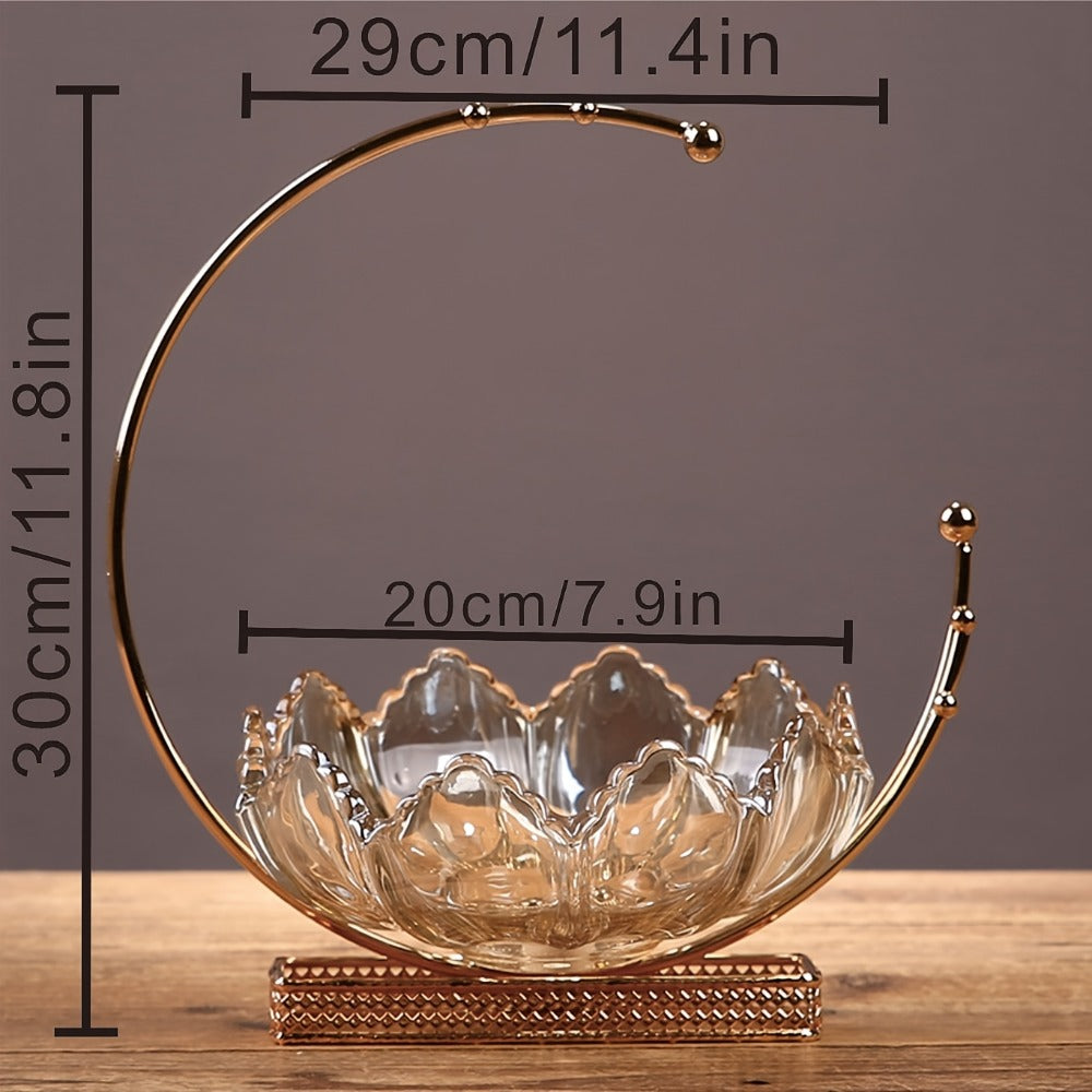 Glass Fruit Bowl Decorative Serving Tray - Modern Minimalist Centerpiece for Living Room, Dining & Kitchen | European Luxury Style Home Decor, Party Display for Thanksgiving, Christmas & New Year