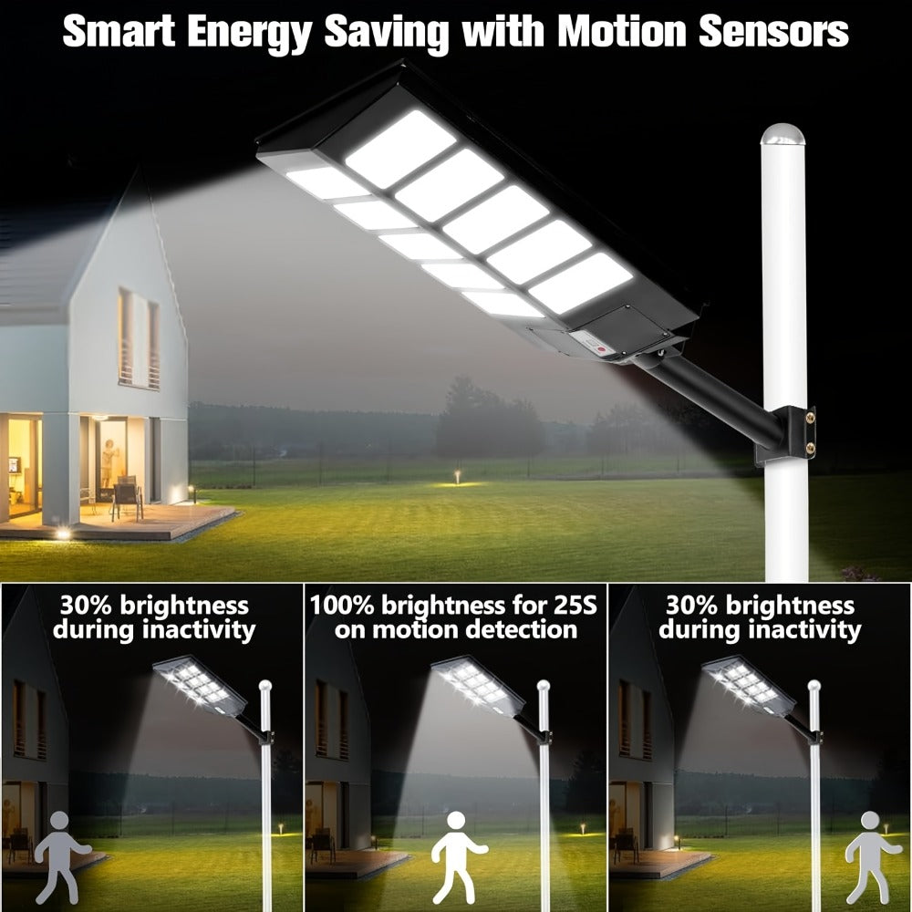 Solar Street Lights Outdoor 800 LED IP54 Waterproof with Motion Sensor ¨C 6500K Dusk to Dawn Flood Light, Remote Control, Adjustable Brightness & Timer for Parking Lot Yard Garage Driveway Rural Area