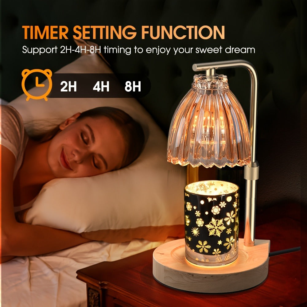 Gold Candle Warmer Lamp Dimmable Adjustable Height Single Wax Melt Warmer for Scented Candle Jars Flameless Electric Candle Lamp Golden Finish Home Decor Gift for Wife Mom Friend Mother's Day Housewarming