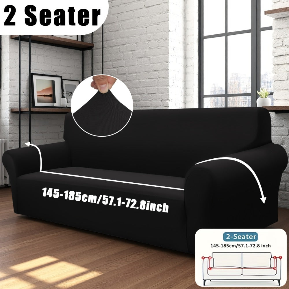 Stretch Sofa Cover Elastic Band | Milk Fiber Fabric Slipcover, Machine Washable Polyester Spandex, 1 to 4 Seater Armchair Couch Cover, Red Gray Blue Black Coffee, Home Decor