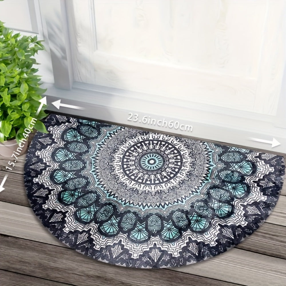 Outdoor Door Mat Heavy Duty Non-Slip Welcome Mat for Front Door Entrance Patio Porch, Durable Low-Profile Rug, Multiple Colors & Sizes, Light Blue Brown Dark Blue Gray Rainbow