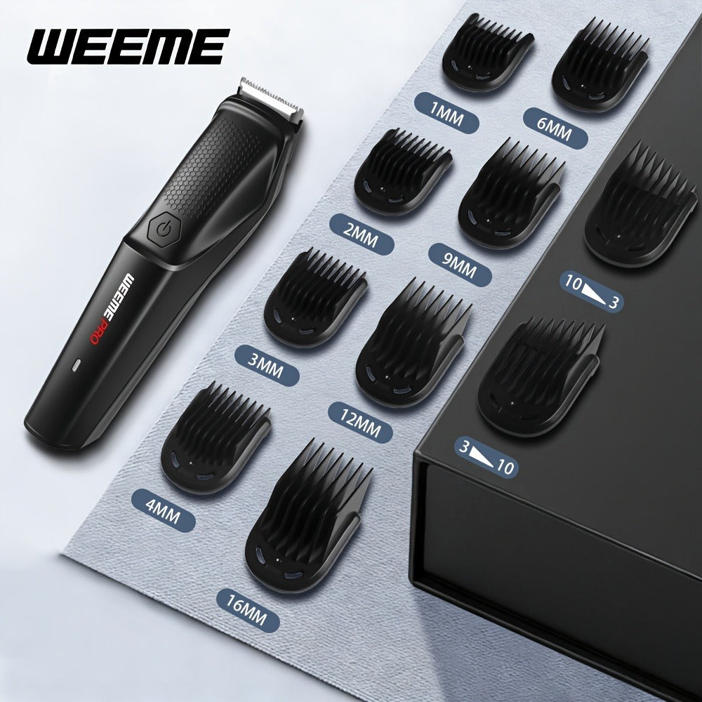 Beard Trimmer for Men - Professional Hair Clipper Electric Razor Zero Gapped T-Blade Edger Liner Cordless Rechargeable Mustache Trimmer Grooming Kit for Body Face Neck Black