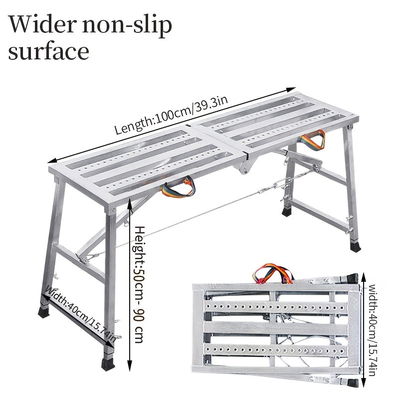 Folding Scaffold Step Stool Adjustable Height 39-79¡± Portable Steel Work Platform 1300 lb Capacity for Home Renovation Painting Car Washing RV Cleaning