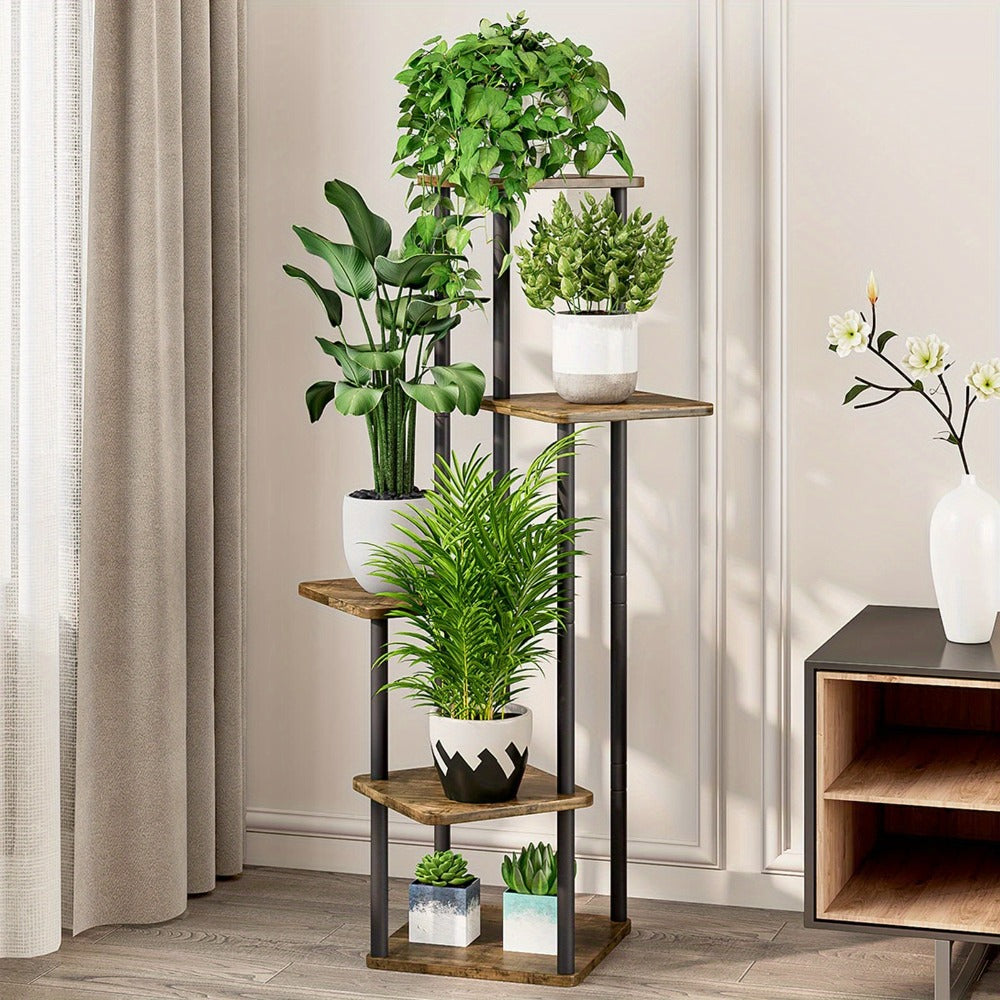 Plant Stand Indoor Multi Tier Corner Metal Flower Stand Tall Plant Shelf for Living Room Bedroom Patio Garden Balcony 5 Tier 7 Tier 9 Tier Black White Black Oak Utility Rack