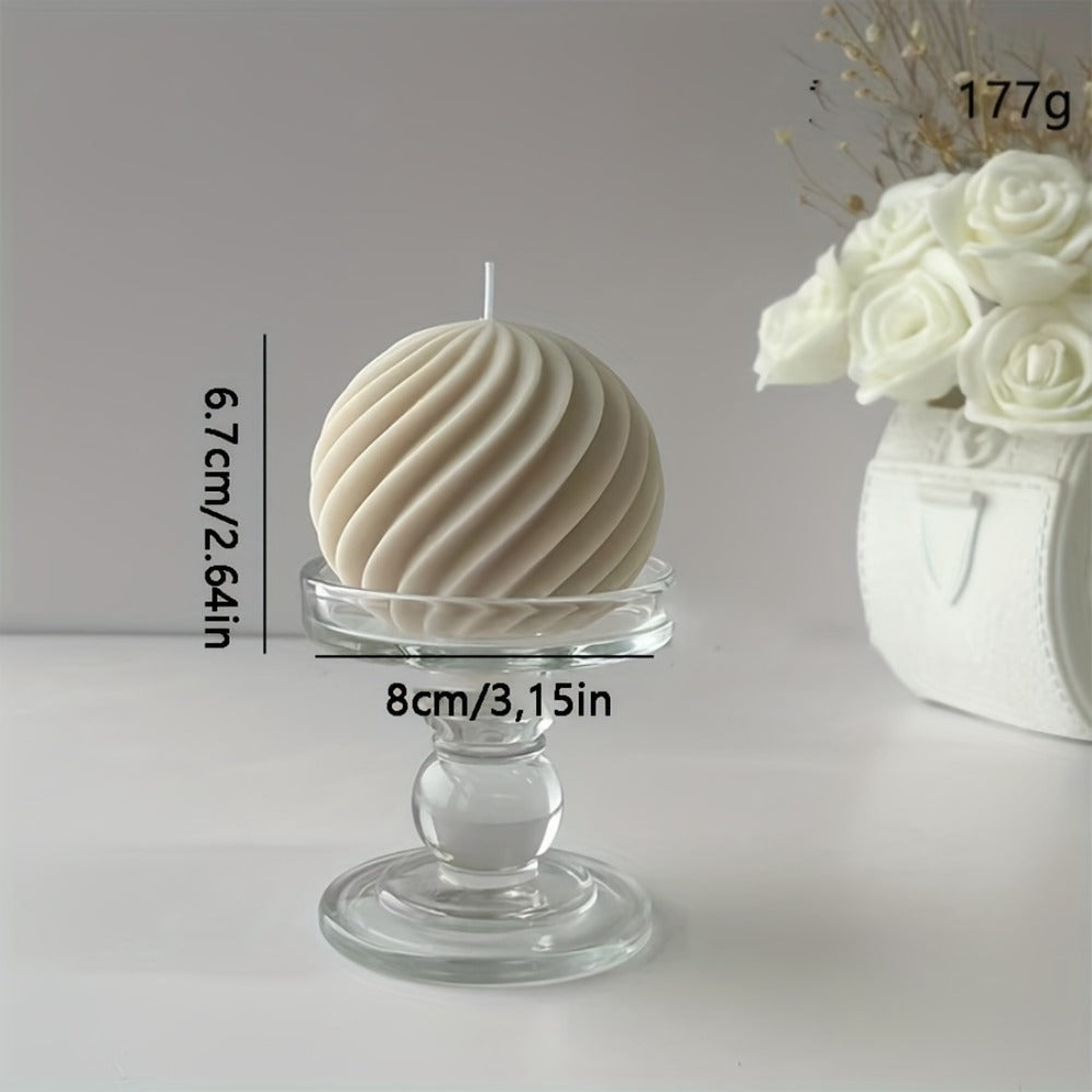 Scented Candle Wave Sphere Ball - Sandalwood & French Vanilla Fragrance, Geometric Home Decor Candle for Valentine's Day, Christmas & Special Occasions