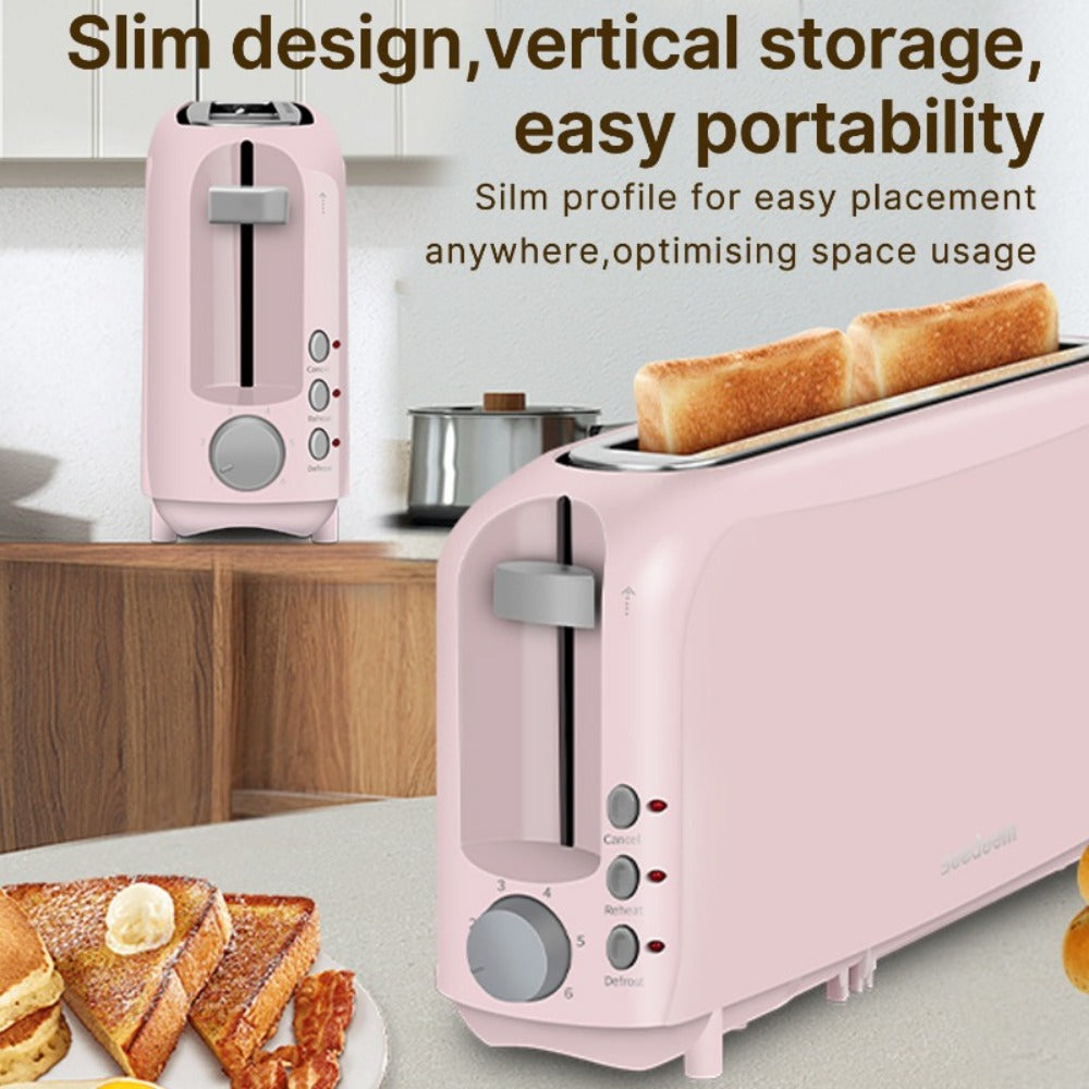 2-Slice Toaster ¨C 6 Shade Settings, Cancel, Reheat & Defrost Functions, Removable Crumb Tray, 750W Compact Design for Bread, Waffles & Bagels, Available in Red, White, Black, Yellow, Pink & Blue