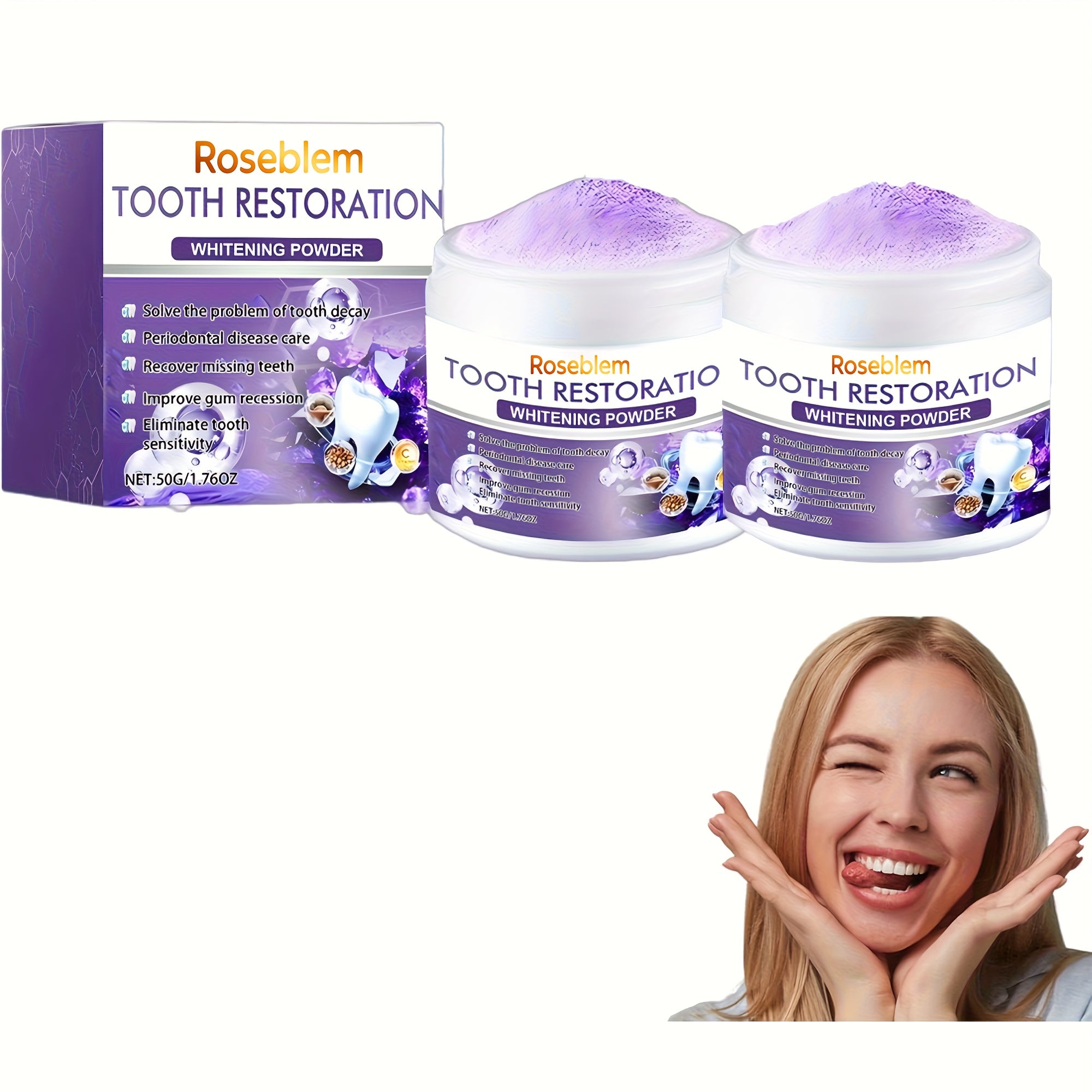 Tooth Repair Mineral Powder with Natural Purple Coating ¨C 2-Pack Remineralizing Tooth Powder for Sensitive Teeth, Gum Protection, Fresh Breath & Daily Oral Care for Adults and Teens