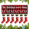 Christmas Stocking Holder with 6 Hooks ¨C Wooden Sign Wall Rack with Snowflake Design & ¡±The Stockings Were Hung¡± Quote, Santa Claus Mantel Hanger for Holiday Fireplace Decor