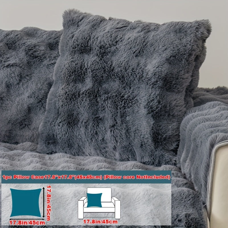 Faux Rabbit Plush Sofa Cover Winter Warm Thickened Anti-Slip Pet Friendly Cushion Protector for Living Room Bedroom Office 1 2 3 4 Seater