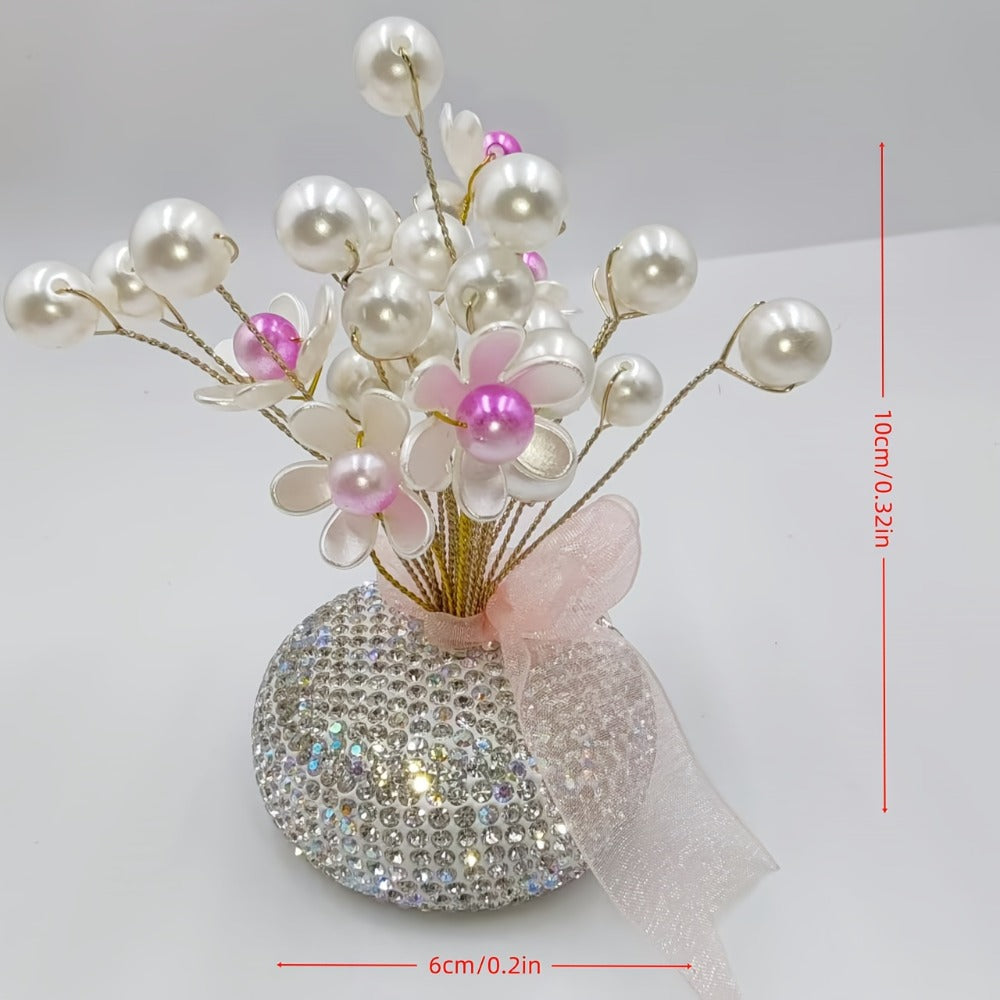 Crystal Flower Car Decoration Handmade DIY Simulation Crystal Flowers for Car Center Console Dashboard Home Decor Holiday Party Birthday Gift Mother's Day Valentine's Day