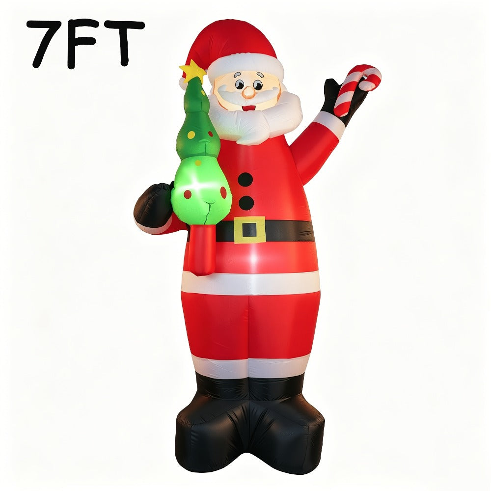 Christmas Inflatable Decoration with LED & Music ¨C Head-Shaking Santa Claus on Polar Bear or Snowman, 7FT Blow Up Yard Decor with Recording Function, IP55 Outdoor Garden Lawn Party