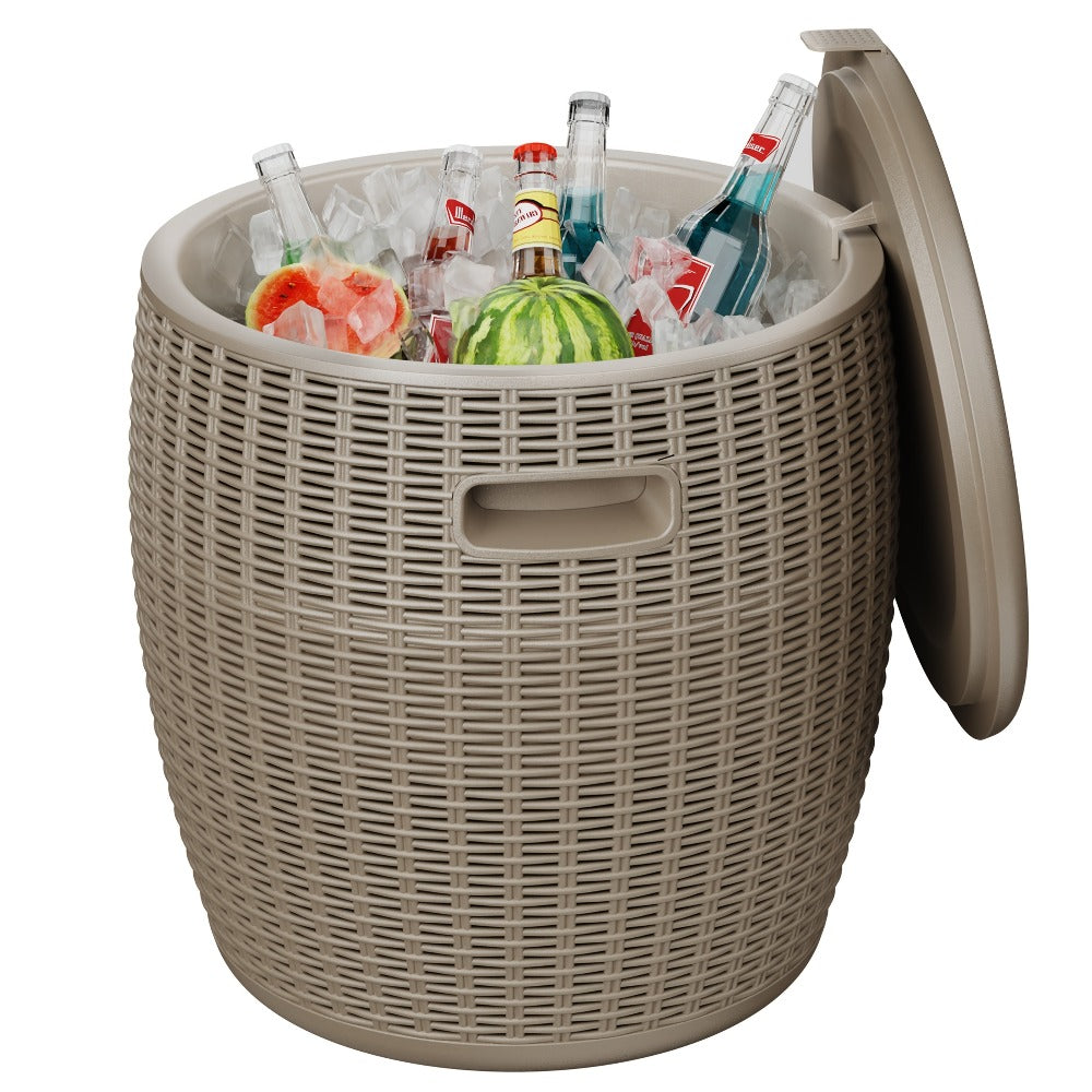 Insulated Ice Bucket with Drain Plug - Large Capacity Food-Grade Plastic Cooler for Parties, Camping, BBQ & Outdoor Events