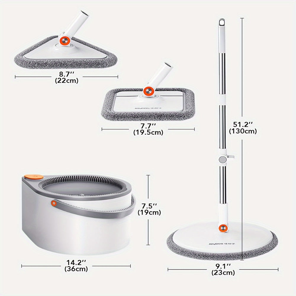 Spin Mop and Bucket Set with Wringer, Joybos Hands-Free Self-Wringing Rotating Floor Mop, Sewage Separation Design, 3 Mop Head Types, Dry & Wet Use for Home, Kitchen & Bathroom Floor Cleaning