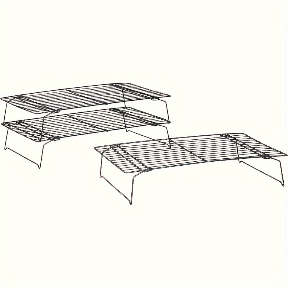 Cooling Rack for Baking Set of 3 Collapsible Stackable Wire Rack Oven Safe Stainless Steel Cookie Cooling Rack Kitchen Baking Rack for Cake Bread Cookies Roasting Air Frying